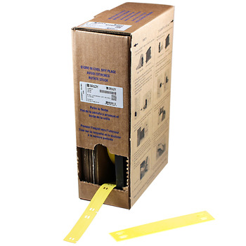 Picture of Brady Yellow Abrasion-Resistant, Chemical-Resistant, Humidity-Resistant Thermoplastic Polyether Polyurethane Thermal Transfer BM-10X60-7643-YL Die-Cut Thermal Transfer Printer Tag Roll (Main product image)