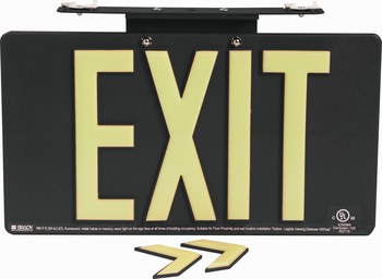 Picture of Brady Bradyglo B-401 Plastic Rectangle Black English Exit Sign part number 145481 (Main product image)