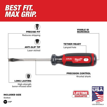 Milwaukee 1/4 in Slotted MT206 Screwdriver - 60006