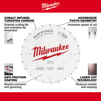 Milwaukee Circular Saw Blade 48-40-1020 - 10 in Diameter - Cobalt Infused Tungsten Carbide