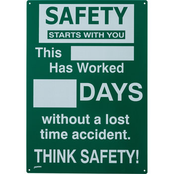 Picture of Brady Prinzing Polyethylene Rectangle Green English Safety Record Sign part number SM795E (Main product image)