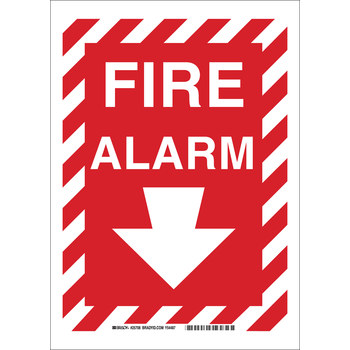 Picture of Brady Bradyglo B-120 Fiberglass Reinforced Polyester Rectangle White English Fire Alarm Sign part number 69071 (Main product image)
