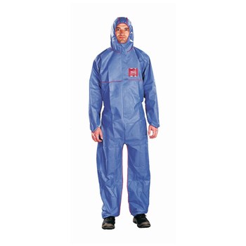 Picture of Ansell Microchem AlphaTec 68-1500 PLUS Light Blue Large SMMS Polypropylene Disposable Flame-Retardant Coverall (Main product image)
