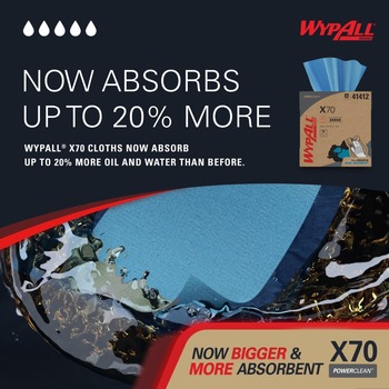 Kimberly-Clark WypAll PowerClean X70 Wiper 41412, Hydroknit, - 9.1 in x 16.8 in - Blue