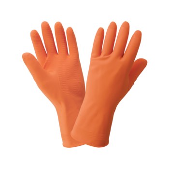 Global Glove Frogwear 180F Orange Large Unsupported Chemical-Resistant Gloves - 13 in Length - Diamond Embossed Finish - 18 mil Thick - 180F-11(LG)