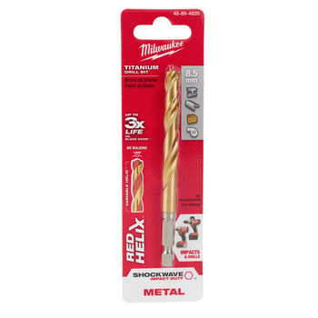 Picture of Milwaukee SHOCKWAVE RED HELIX 8.5 mm 135° Right Hand Cut Titanium Coated Drill Bit 48-89-4820 (Main product image)
