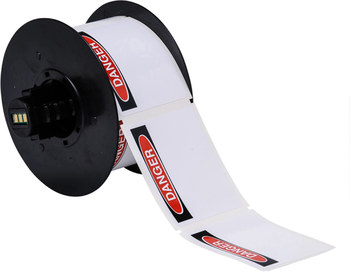 Picture of Brady ToughWash Black/Red on White Polyester Thermal Transfer B30-25-855-OSHADA OSHA Die-Cut Thermal Transfer Printer Label Roll (Main product image)