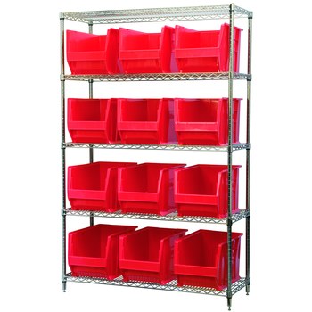 Picture of Akro-Mils AWS184830282 Akrobin 2000 lb Adjustable Red Chrome Steel Open Fixed Shelving System (Main product image)