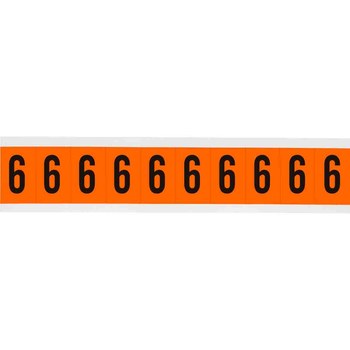 Picture of Brady Black on Orange Indoor / Outdoor Vinyl 6570-6 Number Label (Main product image)