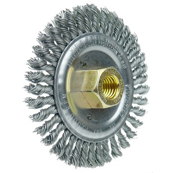 Weiler Dually 79801 Wheel Brush - 4.5 in Dia - Knotted - Stringer Bead Steel Bristle