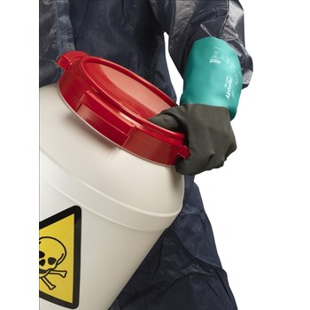 Ansell AlphaTec 58-535B Sea Green/Anthracite Grey 11 Supported Chemical-Resistant Glove - 14 in Length - Rough Finish - 13 mil Thick - 58-535B/SZ 11