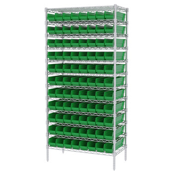 Picture of Akro-Mils AWS183630128 Shelfmax 2000 lb Adjustable Green Chrome Steel Open Fixed Shelving System (Main product image)