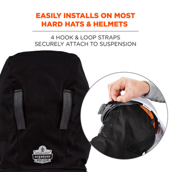 Ergodyne N-Ferno 6840 Black Universal Polyester Cold Weather Head Liner - Hook & Loop - 720476-16840