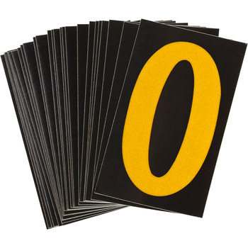 Picture of Brady Bradylite Yellow on Black Reflective Outdoor 5000-0 Number Label (Main product image)