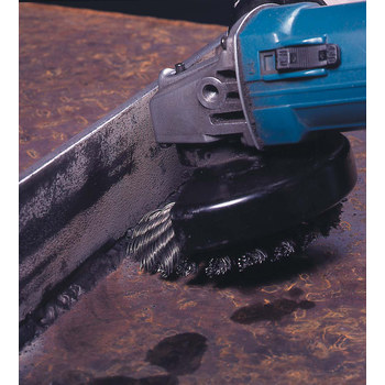 Weiler 13476 Wheel Brush - 4.5 in Dia - Knotted - Standard Twist Steel Bristle