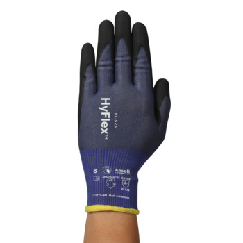 Ansell Hyflex INTERCEPT 11-525 Black 9 Cut Resistant Glove - Light Duty Grade - ANSI/ISEA Level A5 Cut Resistance - Nitrile Palm Coating - 185 mm - 270 mm Length - Smooth Finish - 11525090