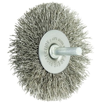 Weiler Stainless Steel Radial Bristle Brush - 3 in Outside Diameter - 0.014 in Bristle Diameter - 17979