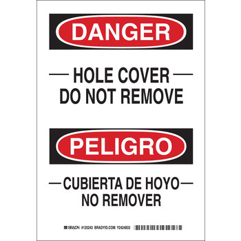 Picture of Brady B-401 High Impact Polystyrene Rectangle White English / Spanish Safety Sign part number 125242 (Main product image)