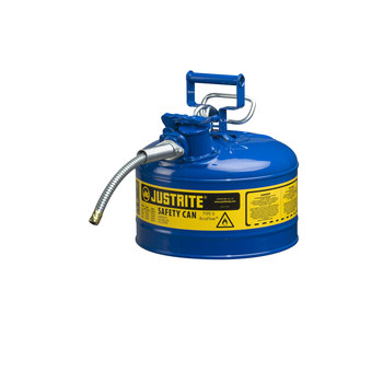 Picture of Justrite Accuflow Blue Steel Leak-Proof, Pressure-Relief Vent, Self-Closing 2 1/2 gal Safety Can (Main product image)