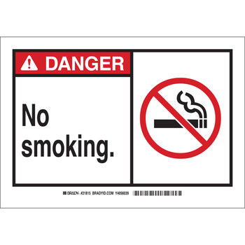 Picture of Brady B-120 Fiberglass Reinforced Polyester Rectangle White English No Smoking Sign part number 62827 (Main product image)
