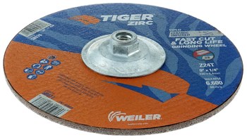 Weiler Tiger Zirc Grinding Wheel 58076 - 9 in - Zirconium - 24 - T