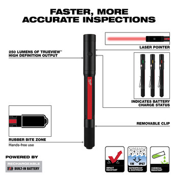Milwaukee 2010R Rechargeable Penlight w/ Laser - LED - Black/Red - 60348