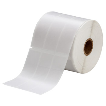 Picture of Brady Clear / White Self-Extinguishing, Self-Laminating Vinyl Thermal Transfer THT-10-427-1.5-SC Die-Cut Thermal Transfer Printer Label Roll (Main product image)