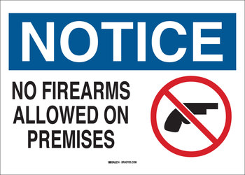 Picture of Brady B-401 High Impact Polystyrene Rectangle White English Weapon Control Sign part number 23092 (Main product image)