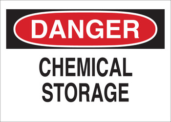 Picture of Brady B-120 Fiberglass Reinforced Polyester Rectangle White English Chemical Storage Sign part number 122820 (Main product image)