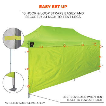 Ergodyne SHAX 6097 Commercial Pop-Up Tent Sidewall - 10 ft Height - Lime - 12995