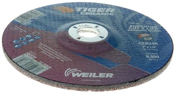 Weiler Tiger Ceramic Grinding Wheel 58331 - 7 in - Ceramic - 24 - R