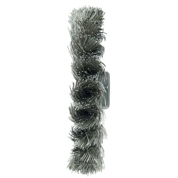 Weiler 13113 Wheel Brush - 4 in Dia - Knotted - Standard Twist Stainless Steel Bristle