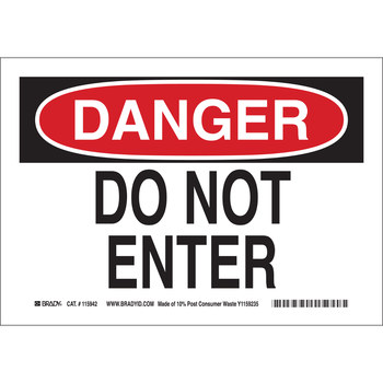 Picture of Brady B-563 High Density Polypropylene Rectangle White English Restricted Area Sign part number 116106 (Main product image)