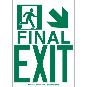 Picture of Brady Bradyglo B-986 Aluminum / Polyester Rectangle White English Exit Sign part number 114642 (Main product image)