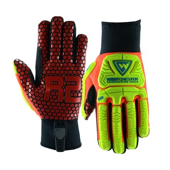 West Chester R2 Safety RigAce 87010 Red/Yellow 3XL Synthetic Leather/Silicone Work Gloves - Silicone Honeycomb Palm Coating - 87010/3XL