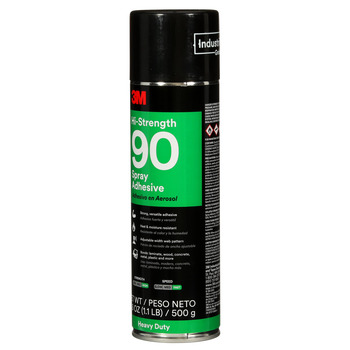 3M Hi-Strength 90 Spray Adhesive - Clear 24 fl oz Aerosol Can - 17.6 fl oz Net Weight - 30023