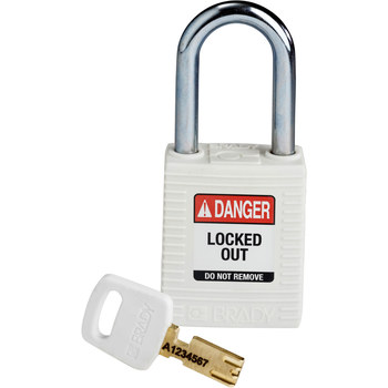 Brady SafeKey Safety Padlock - 1 1/2 in Wide - NYL-WHT-38ST-KD