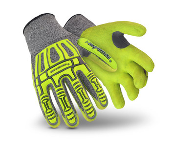 HexArmor Rig Lizard Thin Lizzie 2090X Gray/Yellow 8 Seamless Coated Cut-Resistant Gloves - ANSI A4 Cut Resistance - Sandy Nitrile Palm & Fingers Coating - 2090X-M (8)