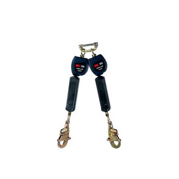 3M DBI-SALA Nano-Lok Quick Connect Twin-Leg Self-Retracting Lifeline 3101278 - 6 ft Length - Steel Snap Hook