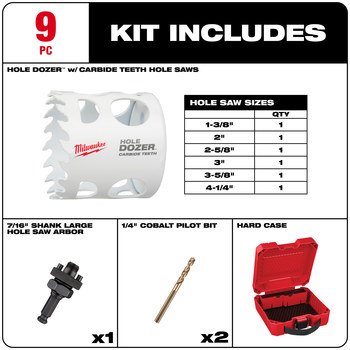 Milwaukee HOLE DOZER Hole Saw Kit 49-22-3077 - 3 TPI - Carbide Tipped