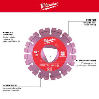 Milwaukee Masonry/Concrete Saw Blade 49-93-7261 - 6 in Diameter - Diamond Grit