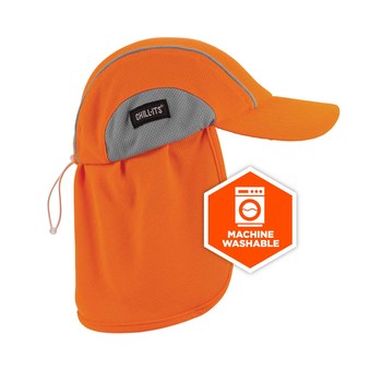Ergodyne Chill-Its® 6650 Cooling Hats with Neck Shades, Hi-Vis Orange -  Each (12521)