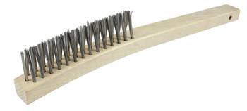 Weiler Stainless Steel Hand Wire Brush - 2.45 in Width x 13.7 in Length - 0.012 in Bristle Diameter - 44432