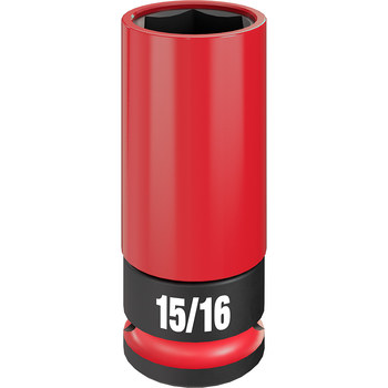 Milwaukee SHOCKWAVE Impact Duty 49-66-7813 6 Point 15/16 in Lug Nut Wheel Socket - High Strength Forged Steel - 1/2 in Drive - 1.380 in Length - 76695