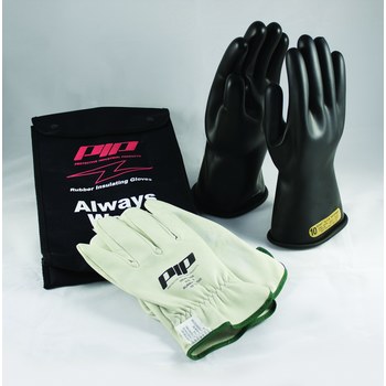 Picture of PIP Novax 150-SK Black 11 Goatskin Leather/Rubber Full Fingered Electrical Glove Kit (Main product image)