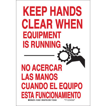 Picture of Brady B-302 Polyester Rectangle White English / Spanish Equipment Safety Sign part number 124024 (Main product image)