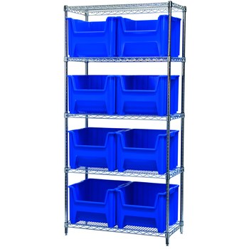 Picture of Akro-Mils AWS183613018 Stak-N-Store 2000 lb Adjustable Blue Chrome Steel Open Fixed Shelving System (Main product image)