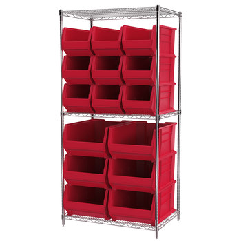 Picture of Akro-Mils AWS24360SAB Akrobin 2000 lb Adjustable Red Chrome Steel Open Adjustable Fixed Shelving System (Main product image)