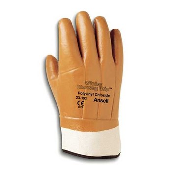 Ansell 23-191 ActivArmr Winter Monkey Grip PVC Gloves, Brown, Sz 10