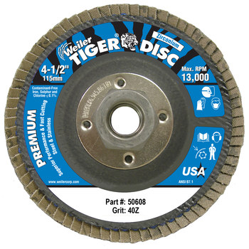 WEILER 51210 TIGER X Flap Disc, 5" Angled, 60 Grit, 7/8" Arbor
